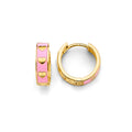14K Yellow Gold Enamel Heart Huggies