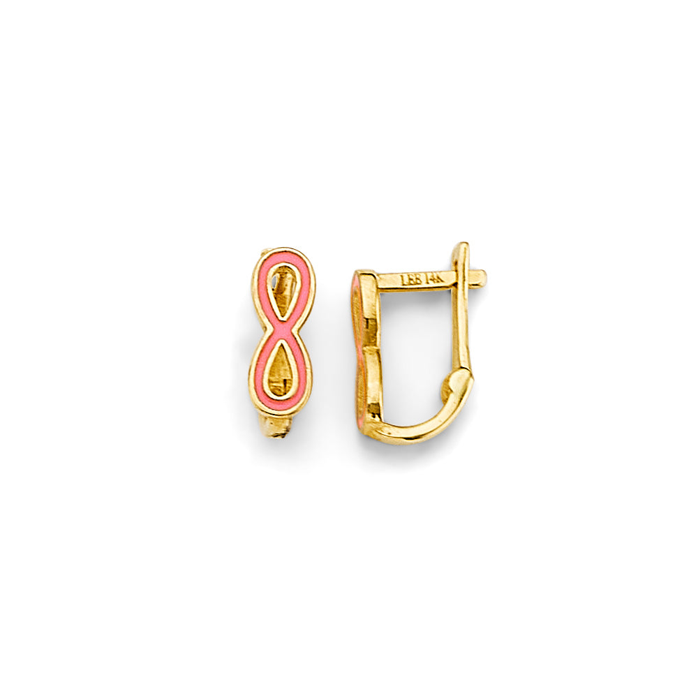 14K Yellow Gold Enamel Infinity Huggies