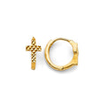 14K Yellow Gold Diamond Cut Cross Huggies