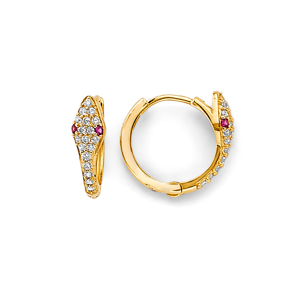 14K Yellow Gold CZ Snake Huggies