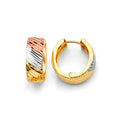 14K Yellow White Rose Gold Huggies Earrings