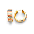 14K Yellow White Rose Gold Huggies Earrings
