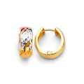 14K Yellow White Rose Gold Huggies Earrings
