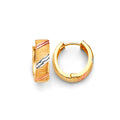 14K Yellow White Rose Gold Huggies Earrings