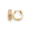 14K Yellow White Rose Gold Huggies Earrings