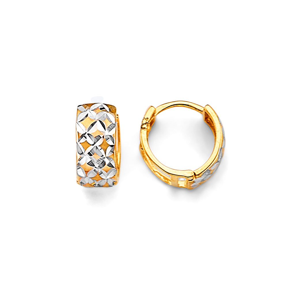 14K Two Tone Gold Huggies Earrings