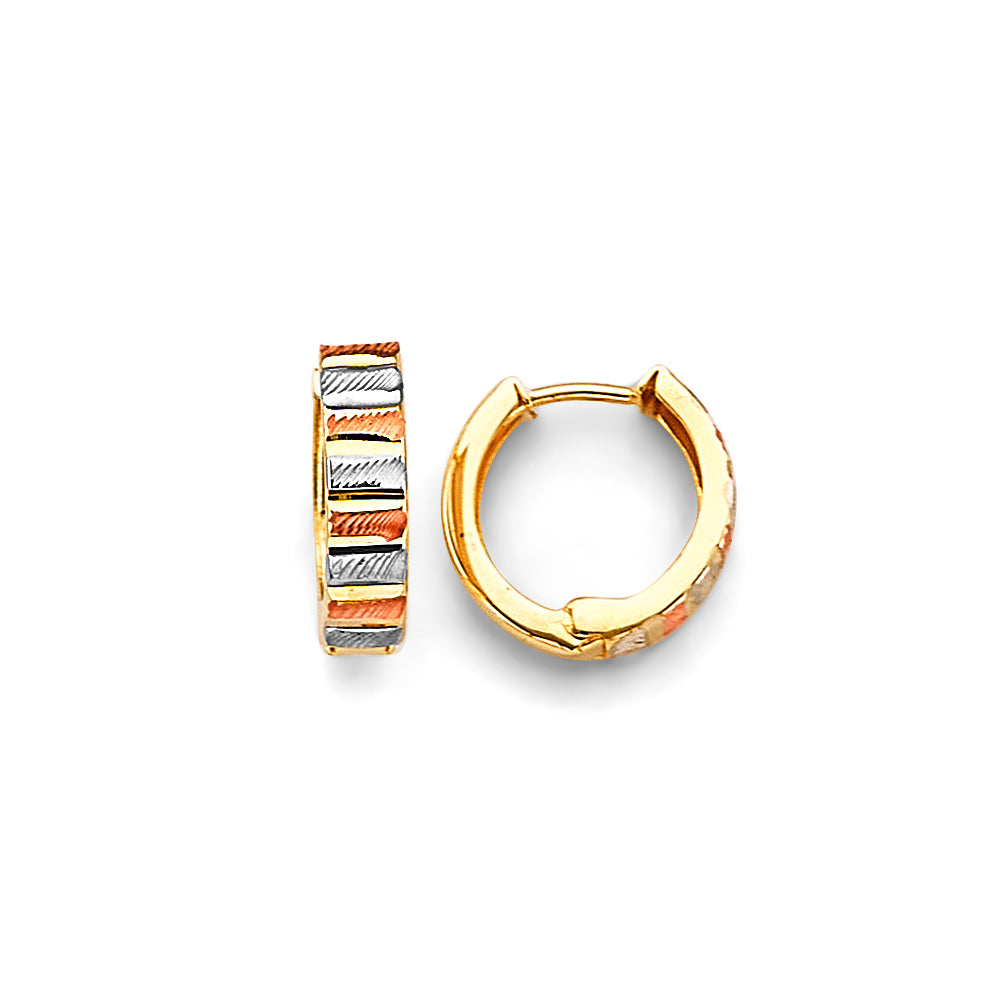 14K Yellow White Rose Gold Huggies Earrings