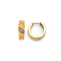 14K Yellow White Rose Gold Huggies Earrings