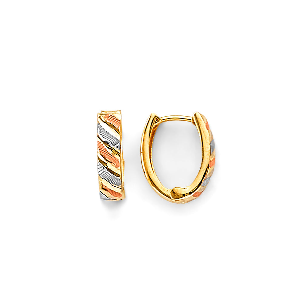 14K Yellow White Rose Gold Huggies Earrings