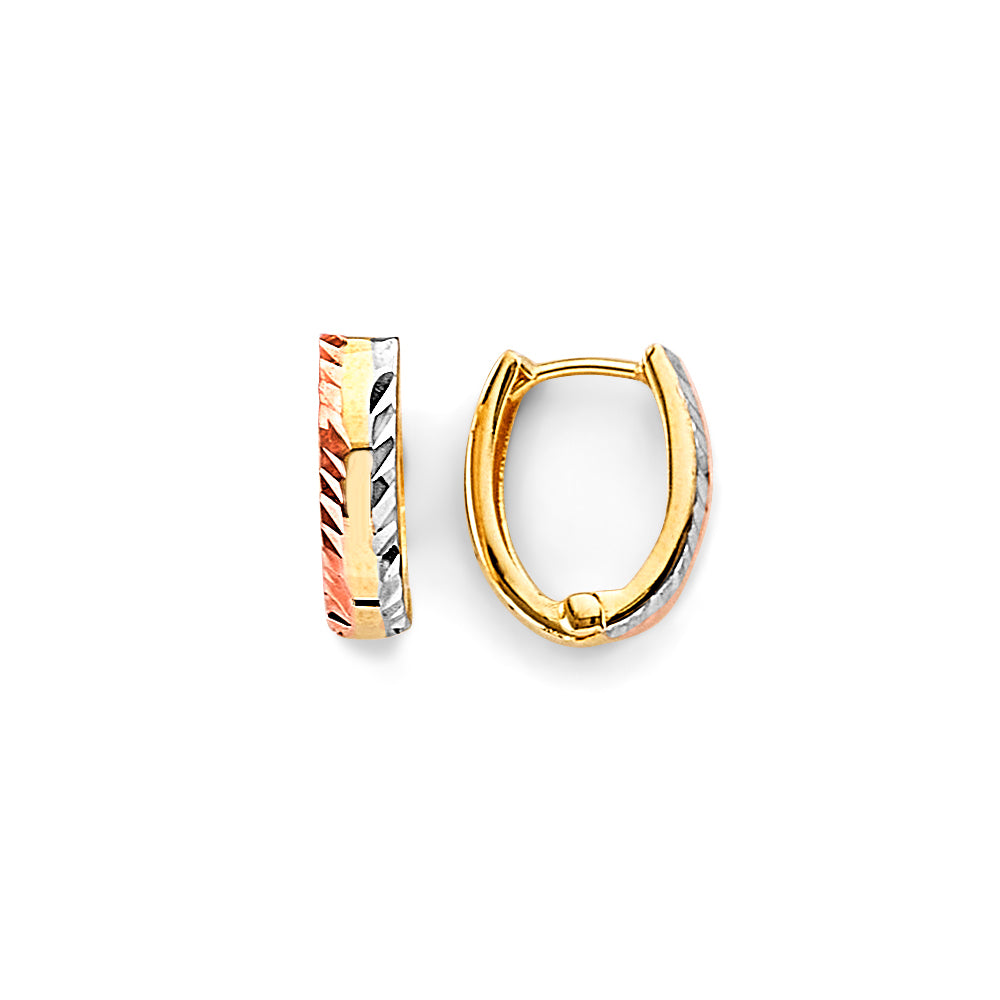 14K Yellow White Rose Gold Huggies Earrings