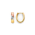 14K Yellow White Rose Gold Huggies Earrings