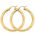 14K Yellow Gold 3.8 mm Bud Diamond Cut Round Tube Hoop