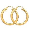 14K Yellow Gold 3.8 mm Bud Diamond Cut Round Tube Hoop