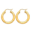 14K Yellow Gold 3.8 mm Bud Diamond Cut Round Tube Hoop