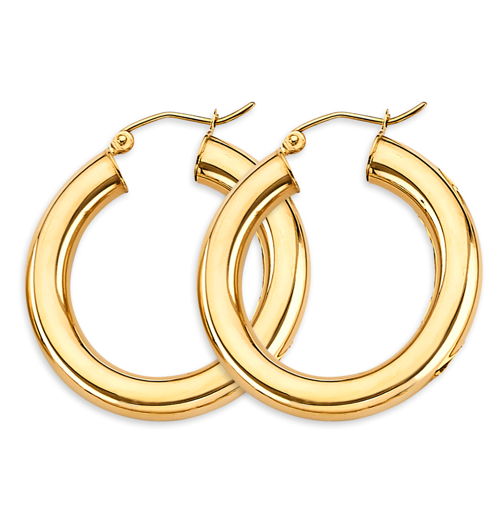 14K Yellow Gold 4.5 mm Polish Round Tube Hoop