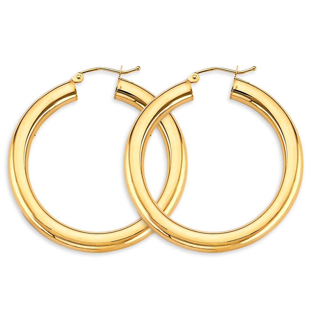 14K Yellow Gold 4.5 mm Polish Round Tube Hoop