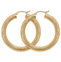 14K Yellow Gold 4.5 mm Diamond Cut Round Tube Hoop