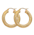 14K Yellow Gold 4.5 mm Diamond Cut Round Tube Hoop