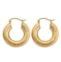 14K Yellow Gold 4.5 mm Diamond Cut Round Tube Hoop