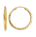 14K Yellow Gold Diamond Cut Endless Hoop Earring