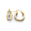 14K Two Tone Gold Greek Design Huggies Earring