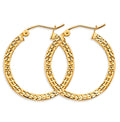 14K Yellow Gold Diamond Cut Hoop Earring