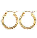 14K Yellow Gold Diamond Cut Hoop Earring