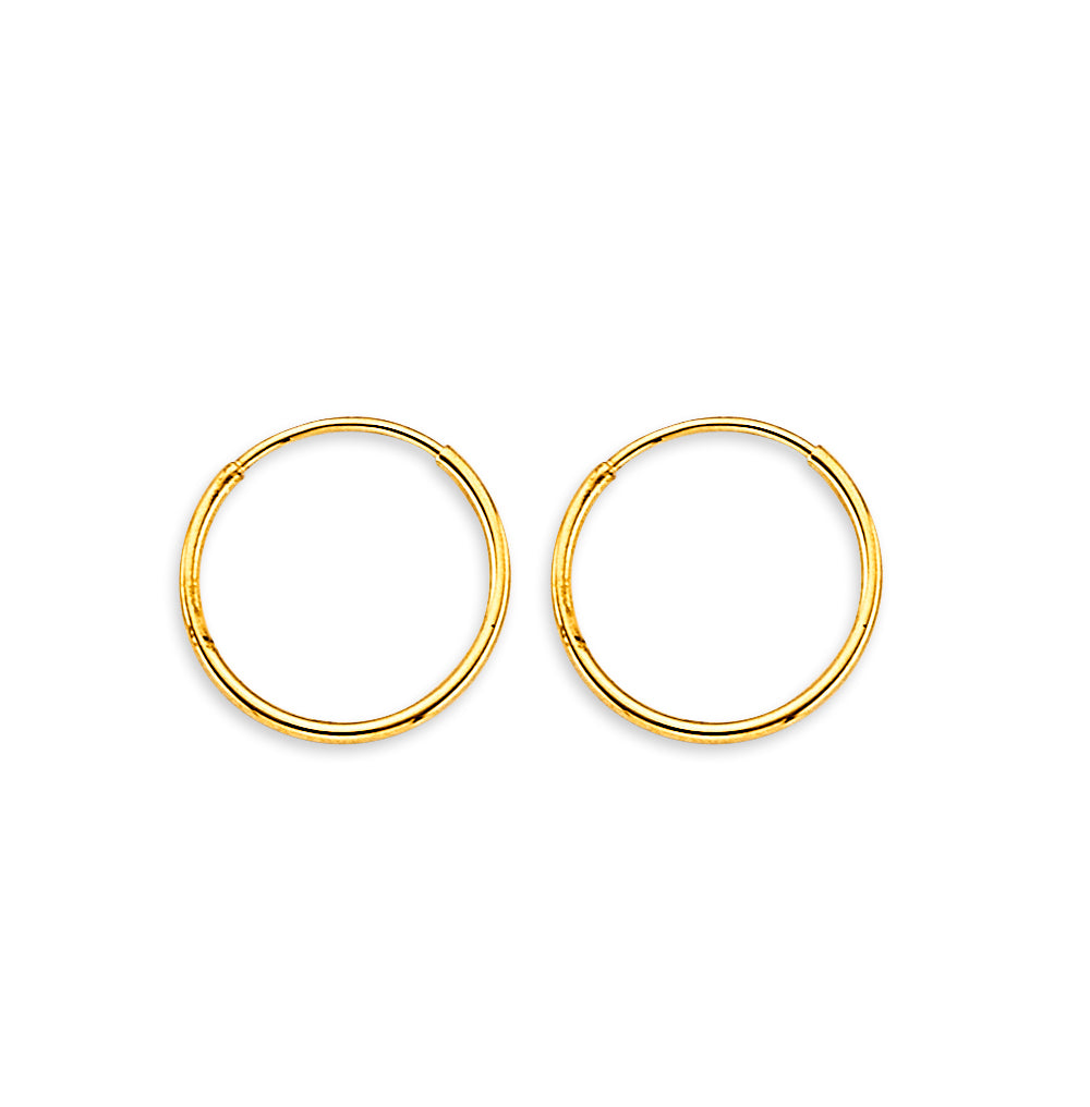 14K Yellow Gold 1 mm Tube Endless Hoop