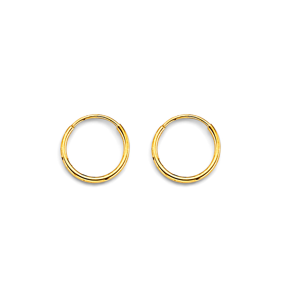 14K Yellow Gold 1 mm Tube Endless Hoop
