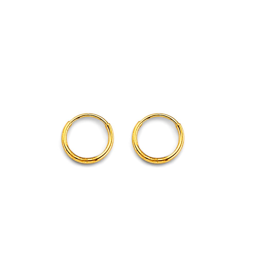 14K Yellow Gold 1 mm Tube Endless Hoop