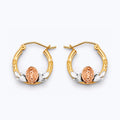 14K Yellow White Rose Gold Guadalupe Hoop Earring