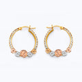 14K Yellow White Rose Gold CZ 15 Years Flower Hoop Earring