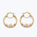 14K Yellow White Rose Gold CZ 15 Years Flower Hoop Earring
