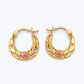 14K Yellow White Rose Gold Flower Hoop Earring