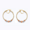 14K Yellow White Rose Gold CZ Flower & Heart Hoop Earring