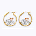 14K Two Tone Gold Mom Hoop Earring