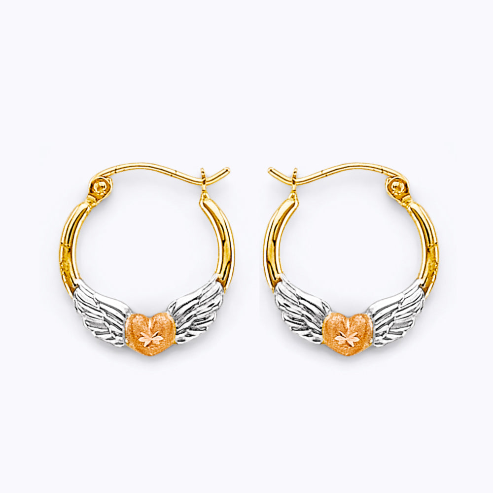 14K Yellow White Rose Gold Small Huggies Earring