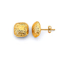 14K Yellow Gold Diamond Cut Flat Square Push Back Earring