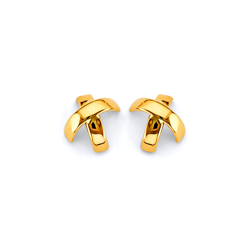 14K Yellow Gold X-Style Push Back Earring