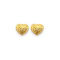14K Yellow Gold Diamond Cut Heart Push Back Earring