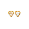 14K Two Tone Gold Diamond Cut Heart W/ CZ Cross Earring