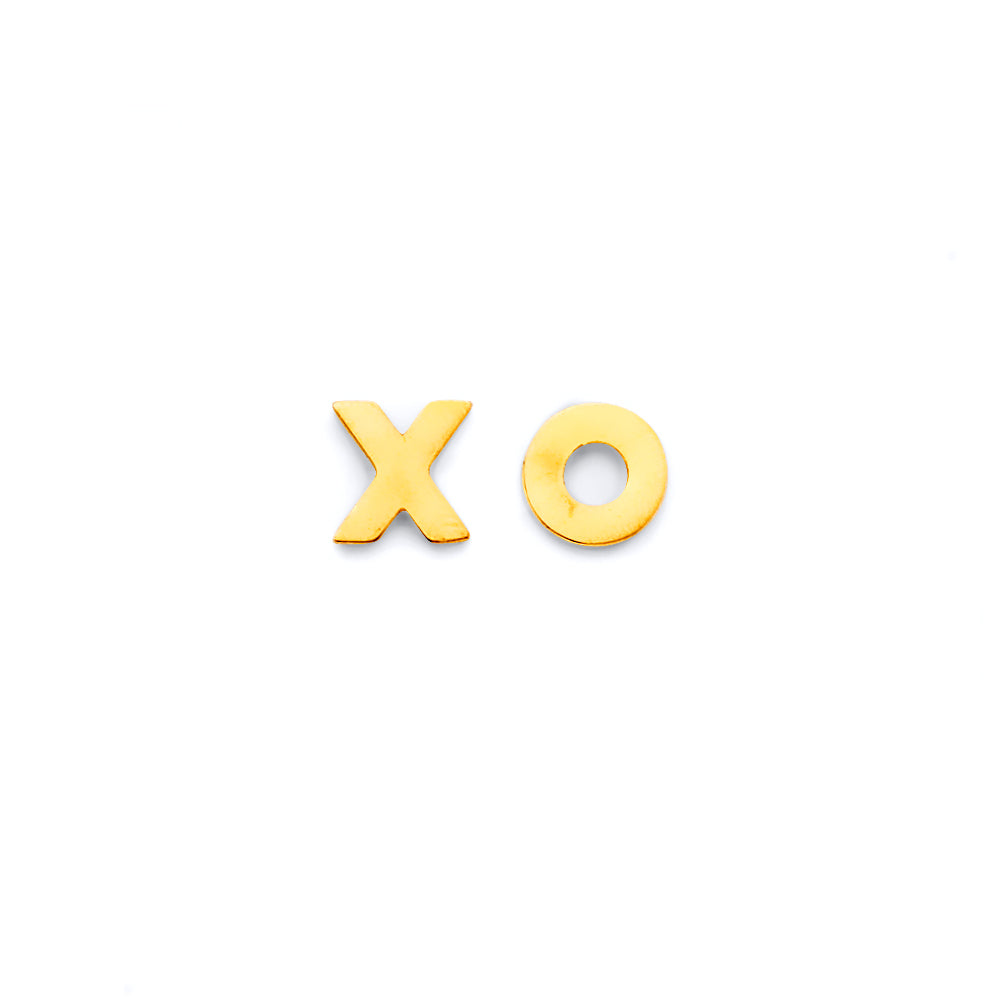 14K Yellow Gold X O Push Back Earring