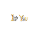 14K Two Tone Gold I Love You Push Back Earring