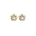 14K Two Tone Gold Diamond Cut Star Push Back Earring