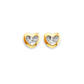 14K Two Tone Gold Diamond Cut Heart Push Back Earring