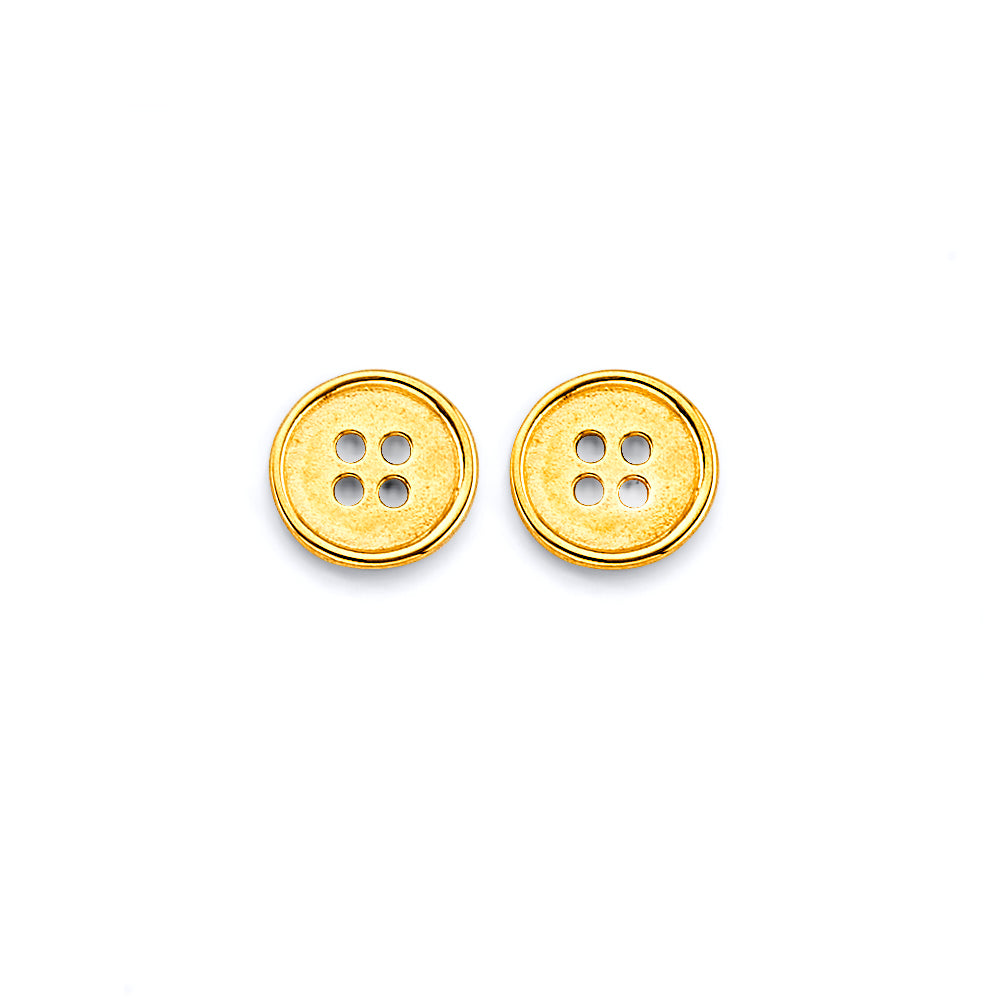 14K Yellow Gold Buttons Push Back Earring
