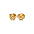 14K Yellow Gold CZ Medusa Push Back Earring