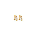 14K Two Tone Gold Music Note Push Back Earring