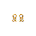 14K Yellow Gold CZ Cancer Ribbon Push Back Earring