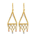 14K Yellow White Rose Gold Beaded Earring
